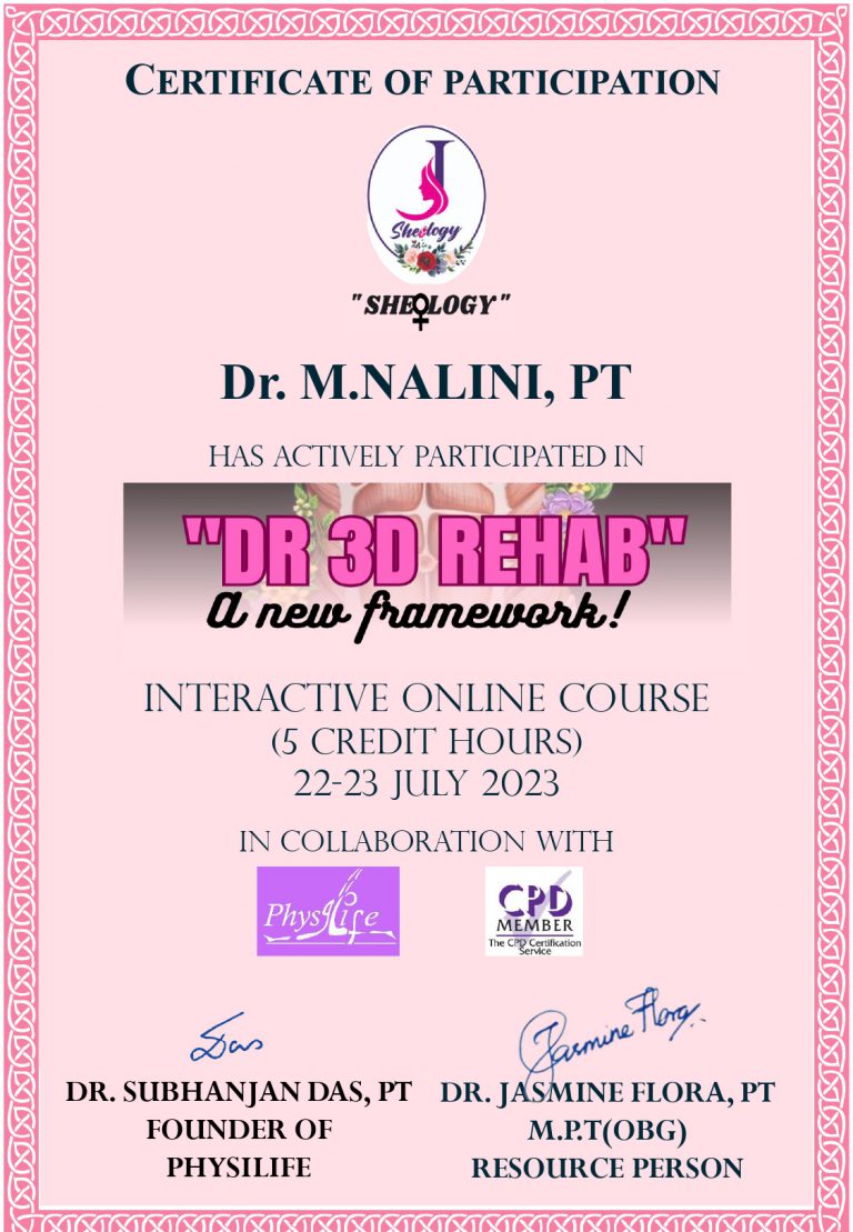 Dr M Nalini Participated in DR 3D REHAB